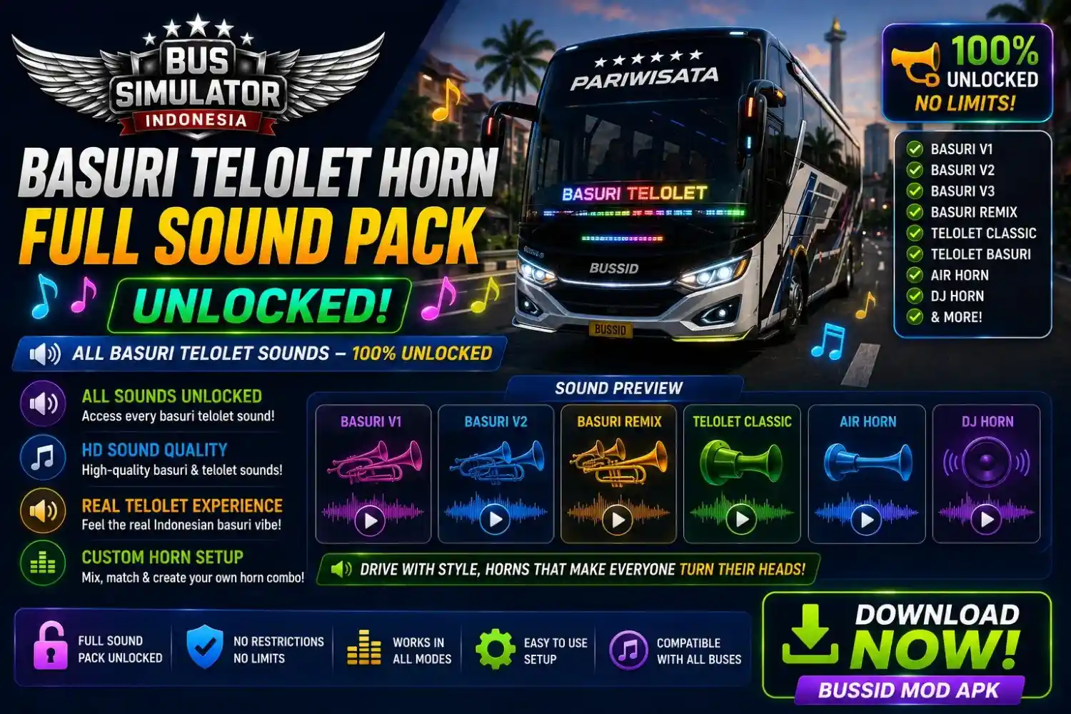 🎵 9. Basuri Telolet Horn — Full Sound Pack Unlocked