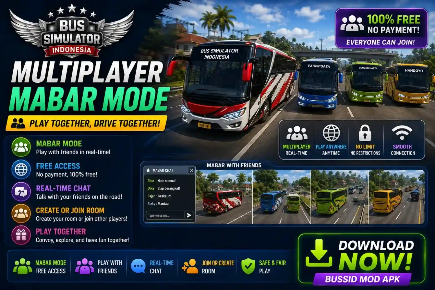 👥 7. Multiplayer Mabar Mode — Free Access