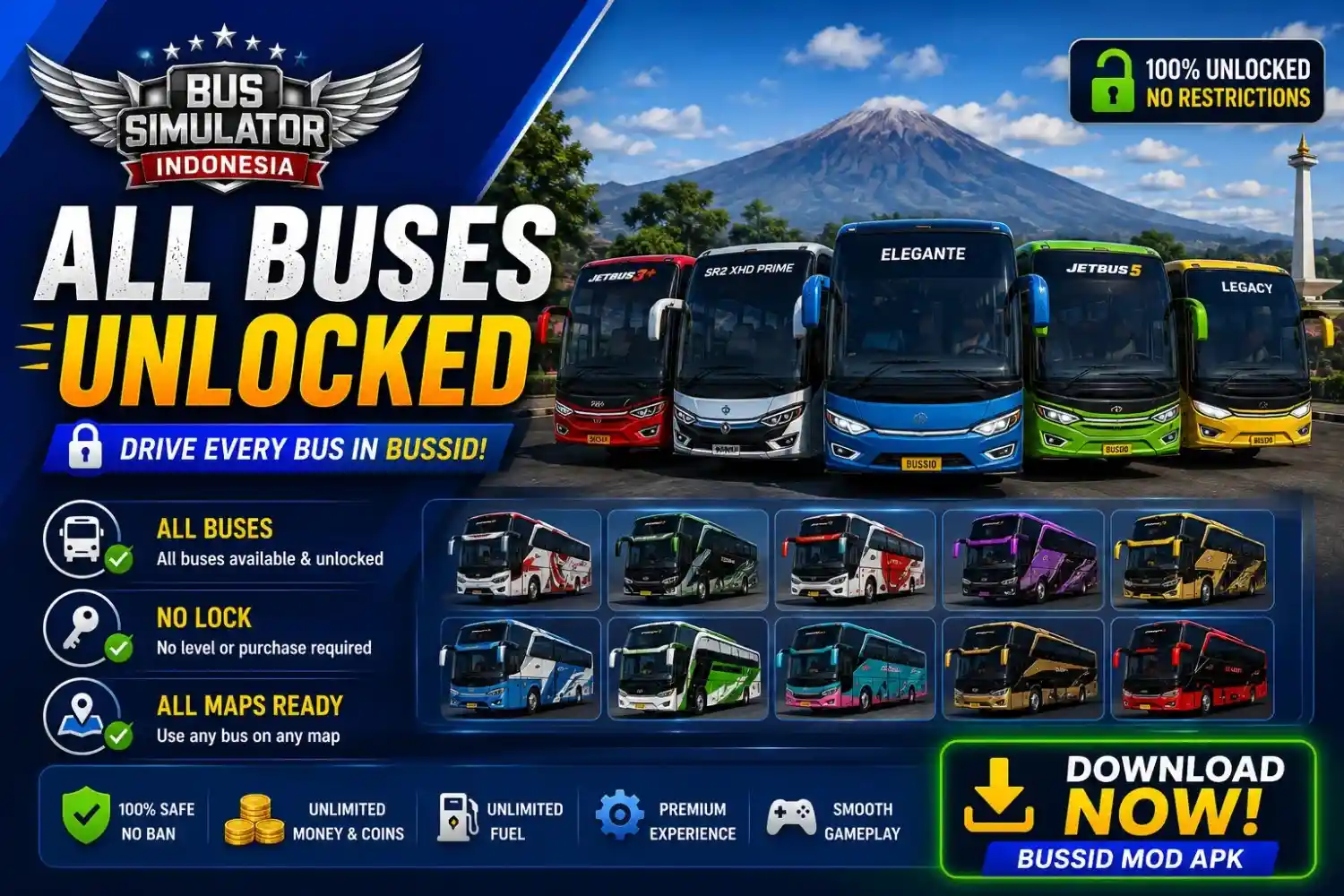 🚌 3. All Buses Unlocked